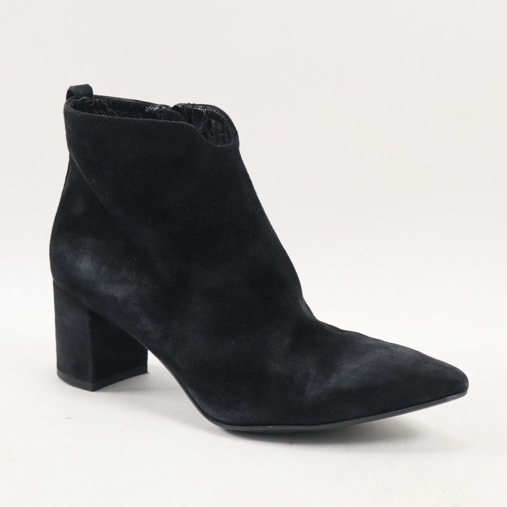 🔥AGL Notch Block Heel Leather Bootie, Black Suede 7.5US/37.5EU MSRP$550🔥 - Picture 2 of 10